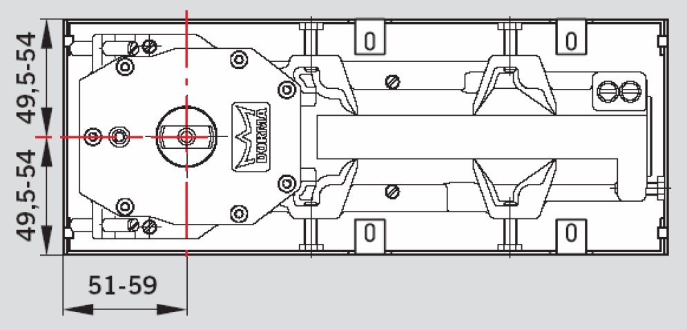 Габаритные размеры. Доводчик дверной DORMA TS-92