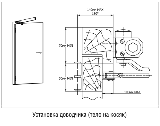 Крепление дверного доводчика на дверную коробку